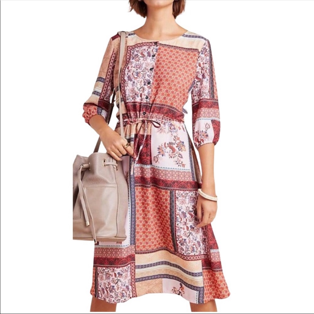 Anthropologie aldomartins serenity patchwork dress